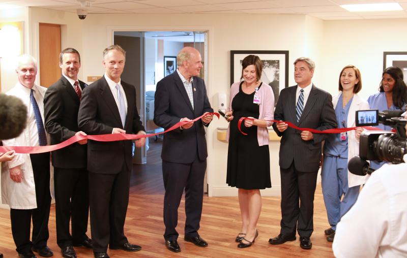Pictured from left to right: Patrick Nugent, MD, Chief of Obstetrics and Gynecology at Southcoast Health; Keith Hovan, President and CEO of Southcoast Health; New Bedford Mayor Jon Mitchell; Congressman Bill Keating; Emily Cisek, MD; State Representative Tony Cabral; Veronica DelRiccio, MD; and Uma Harinarayanan, MD COURTESY SOUTHCOAST HEALTH